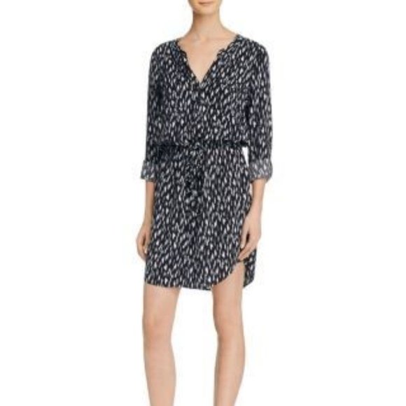 Soft Joie Cassina Black Abstract Print 3/4 Dolman Sleeve Shirt Dress Women Small - Picture 13 of 14